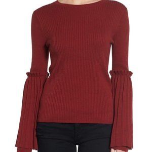 Chelsea28 Pleated Bell Sleeve Ribbed Sweater XS